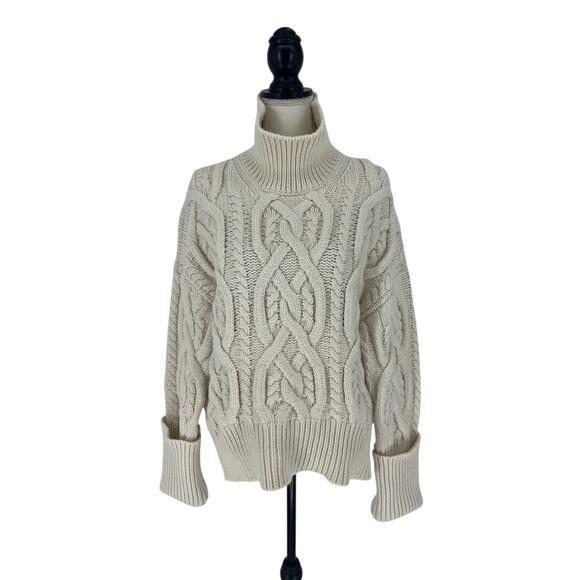 Citizens of Humanity Zola Cable-knit Cashmere Turtleneck Sweater in Ivory - Picture 3 of 14